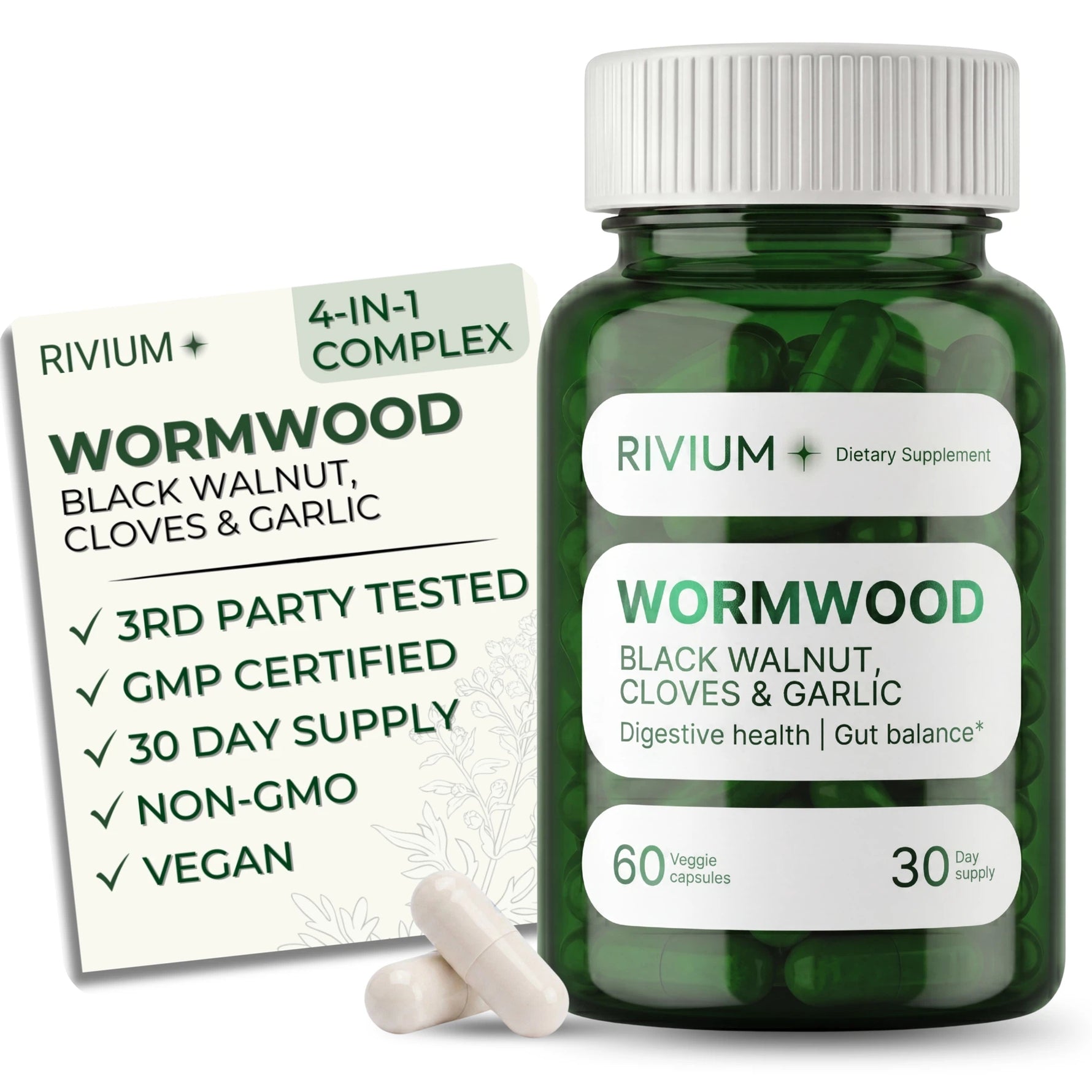 Wormwood Black Walnut, Cloves & Garlic Capsules